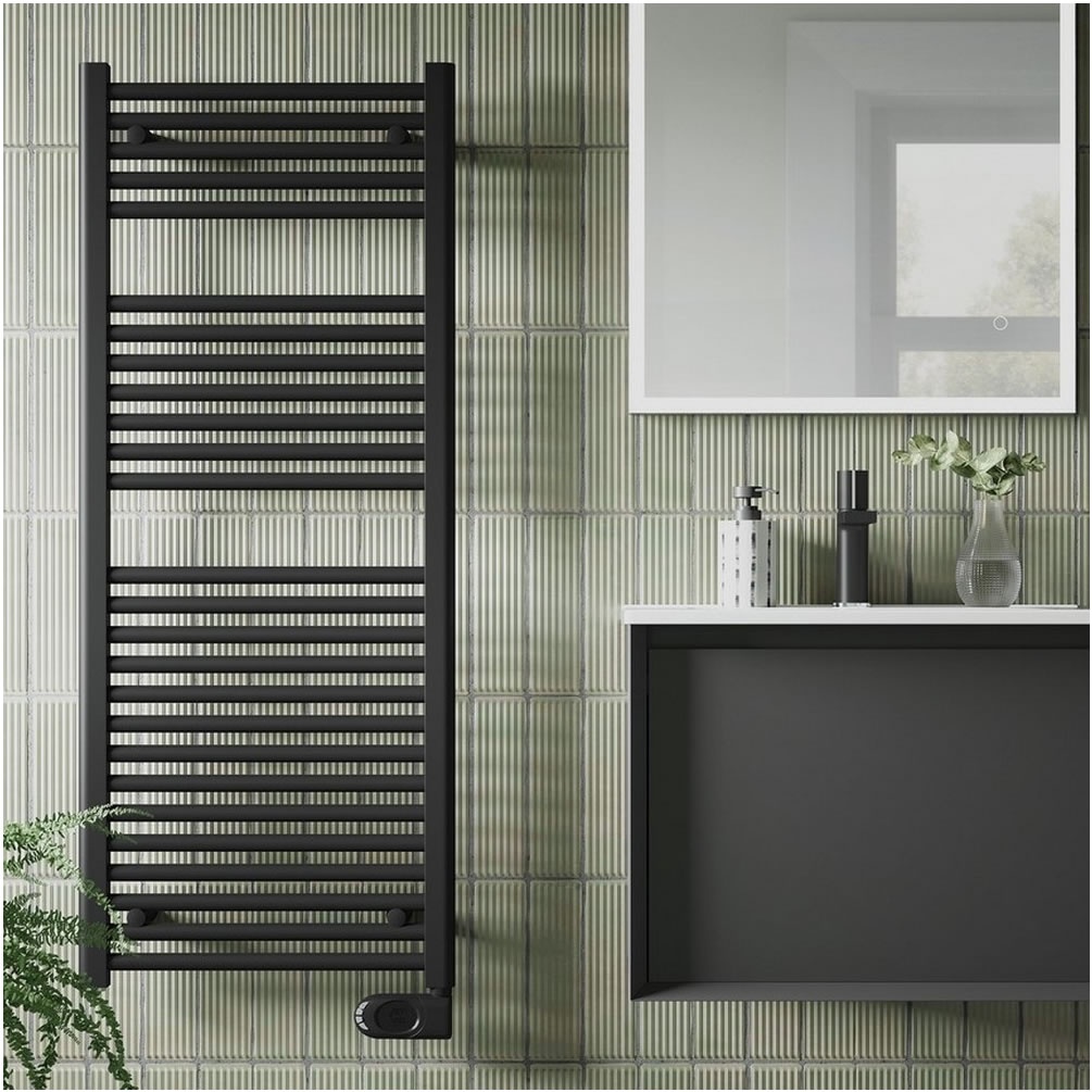 Lifestyle image of Redroom by Barwick Elite Matt Black 1200 x 500mm Electric Towel Radiator